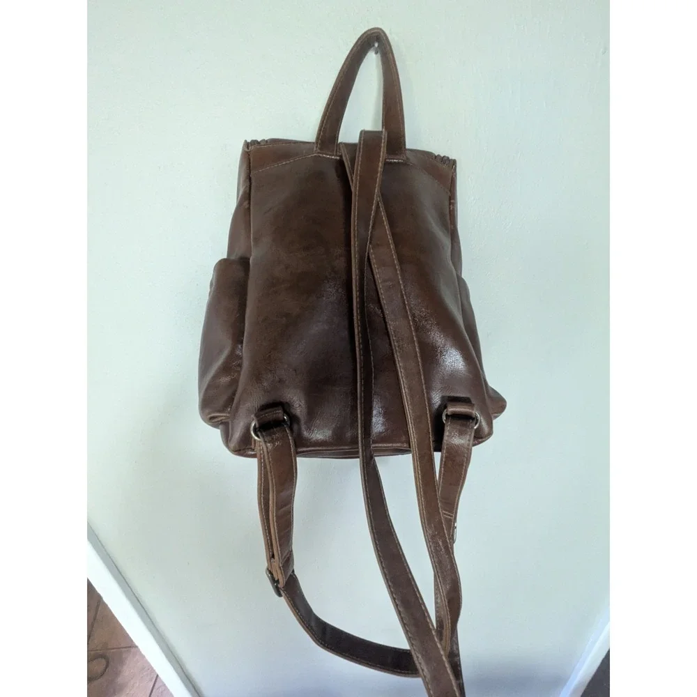 Connections Brown Faux Leather Shoulder Bag  Zip Top Handbag Brown